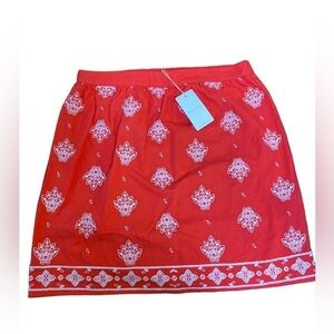 Skies are blue Red Embroidered linen Blended Skirt